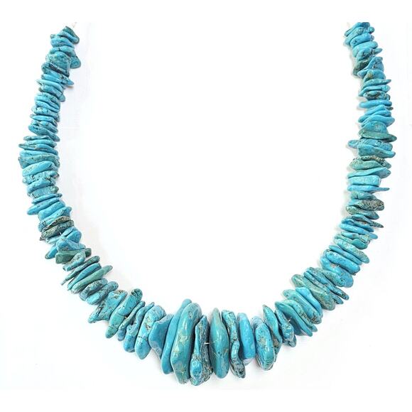 Massive Turquoise Nugget Necklace Santo Domingo Pueblo 28.5" Long 478 Grams! - Picture 9 of 10